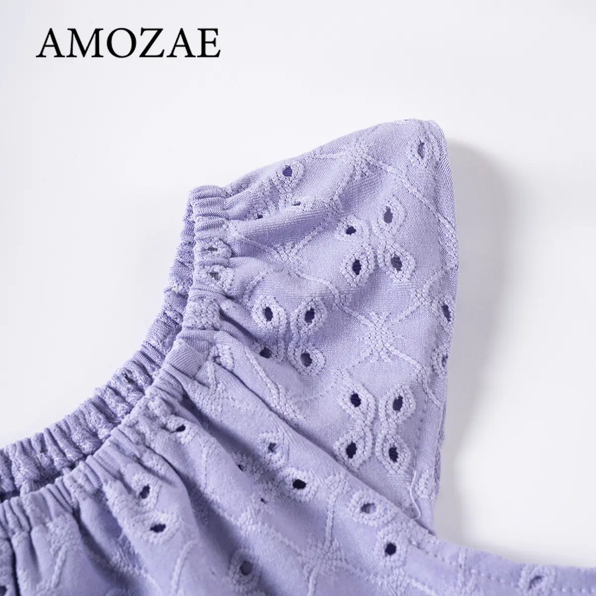 2PCS Summer Baby Girl Solid Color Hollow Embroidered Top and Pure White Ruffle Shorts Soft Breathable Outfit for Daily Birthday