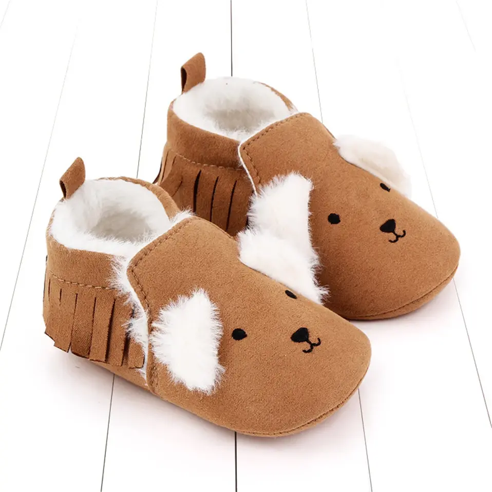 2025 Winter 0-1 Year Old Unisex Baby Toddler Shoes Plus Velvet Warm Children's Shoes Soft sole Cartoon Baby Cotton Shoes