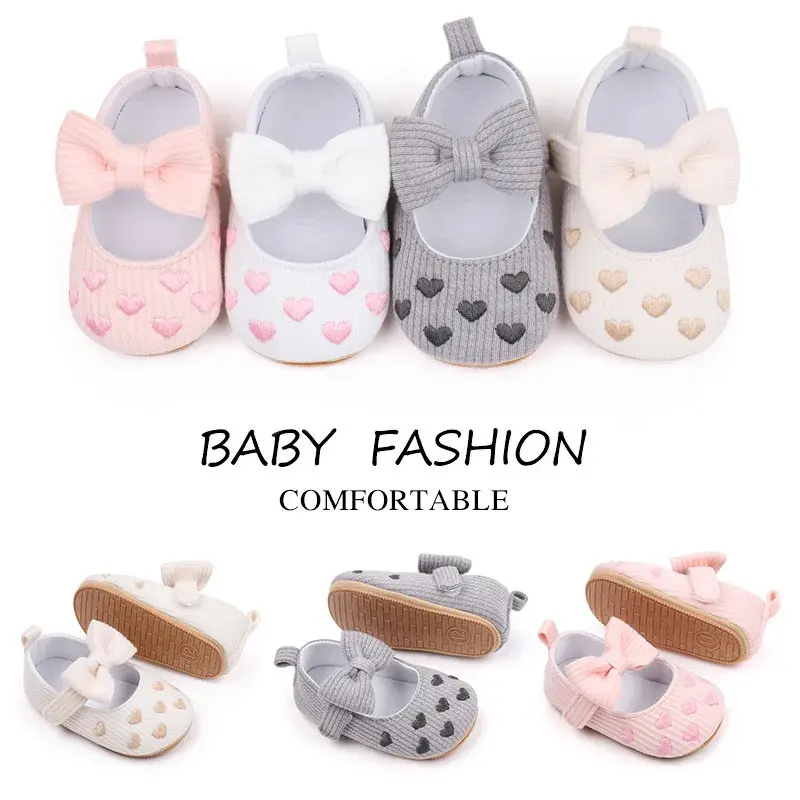 Baby Girls Shoes Cute Moccasins Heart Soft Sole Flat Shoes First Walkers Toddler Princess Footwear Crib Shoes