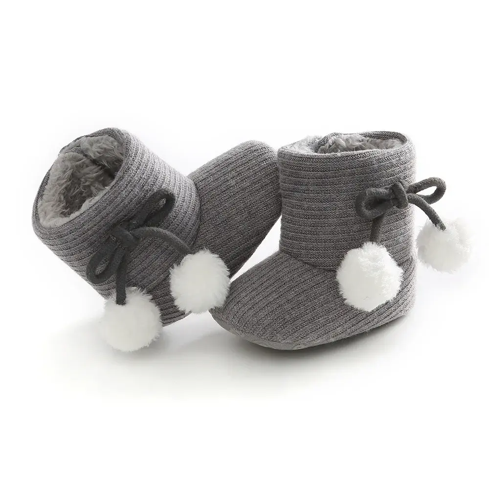 Baby Boots Baby Winter Snow Warm Fluff Balls Indoor Cottton Soft Rubber Sole Infant Newborn Toddler Baby Shoes
