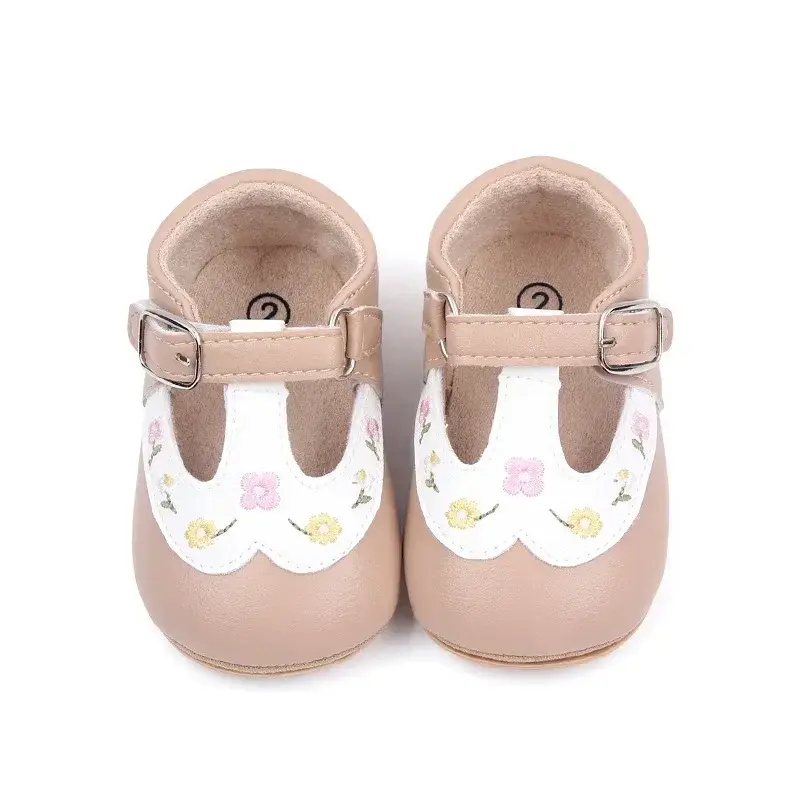 Baby Shoes Embroidery Flowers Flats First Walkers Festival Spring Autumn Flower Princess Dress No-Slip Shoes Footwear