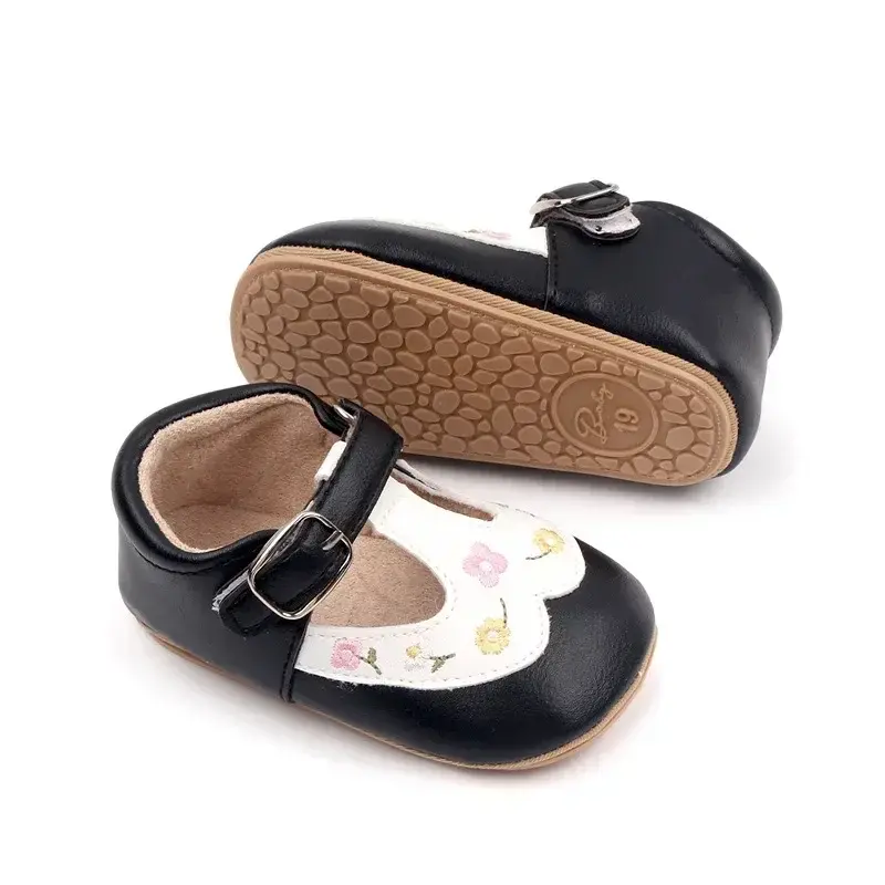 Baby Shoes Embroidery Flowers Flats First Walkers Festival Spring Autumn Flower Princess Dress No-Slip Shoes Footwear