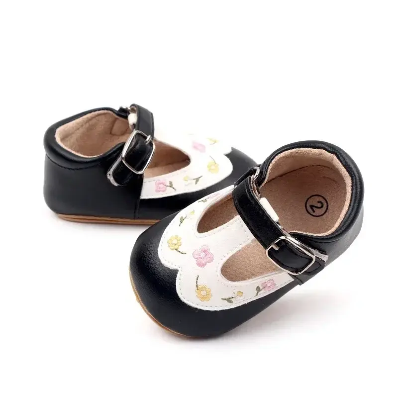 Baby Shoes Embroidery Flowers Flats First Walkers Festival Spring Autumn Flower Princess Dress No-Slip Shoes Footwear