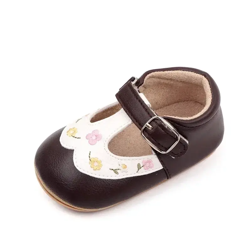 Baby Shoes Embroidery Flowers Flats First Walkers Festival Spring Autumn Flower Princess Dress No-Slip Shoes Footwear