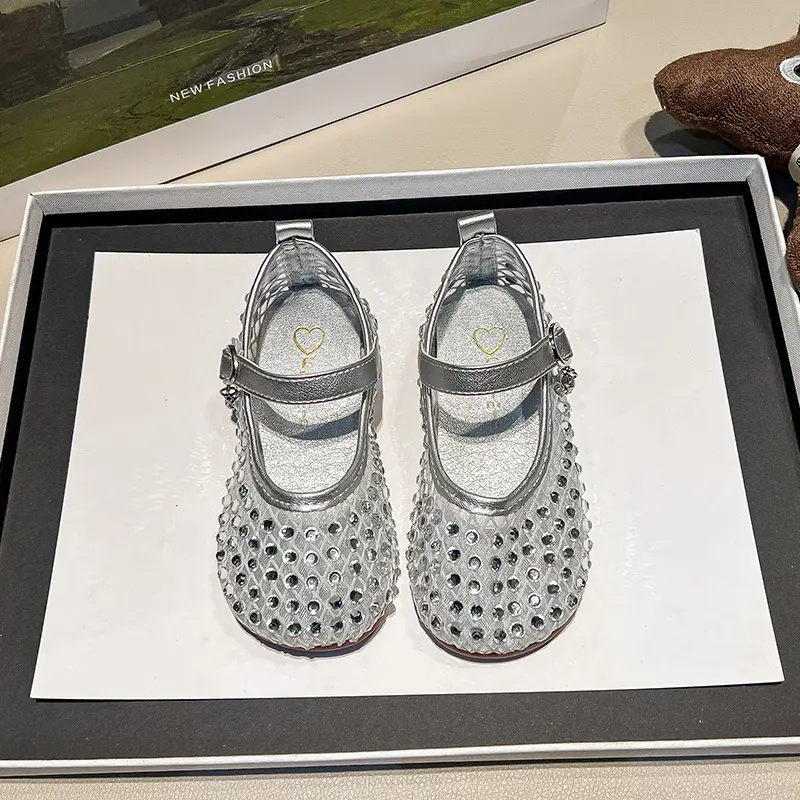 Children's Girls Sandals New Soft Bottom Kids Sandals Fashion Sequin Causal Beach Shoes Non-slip Breathable Mesh Summer