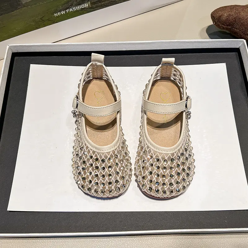 Children's Girls Sandals New Soft Bottom Kids Sandals Fashion Sequin Causal Beach Shoes Non-slip Breathable Mesh Summer