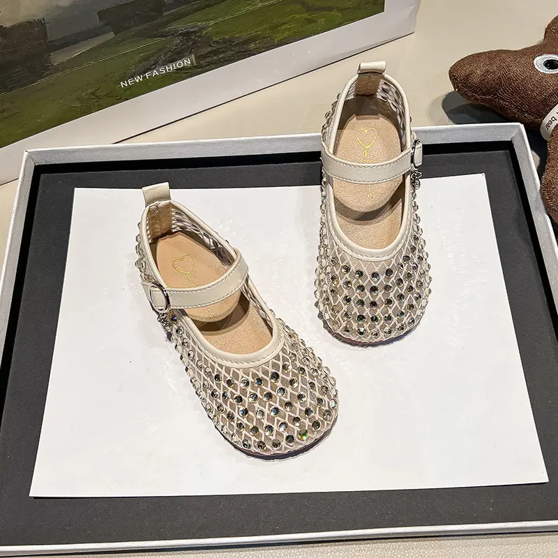 Children's Girls Sandals New Soft Bottom Kids Sandals Fashion Sequin Causal Beach Shoes Non-slip Breathable Mesh Summer