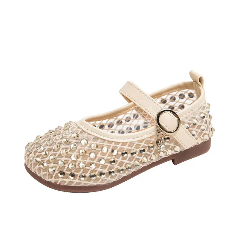 Children's Girls Sandals New Soft Bottom Kids Sandals Fashion Sequin Causal Beach Shoes Non-slip Breathable Mesh Summer