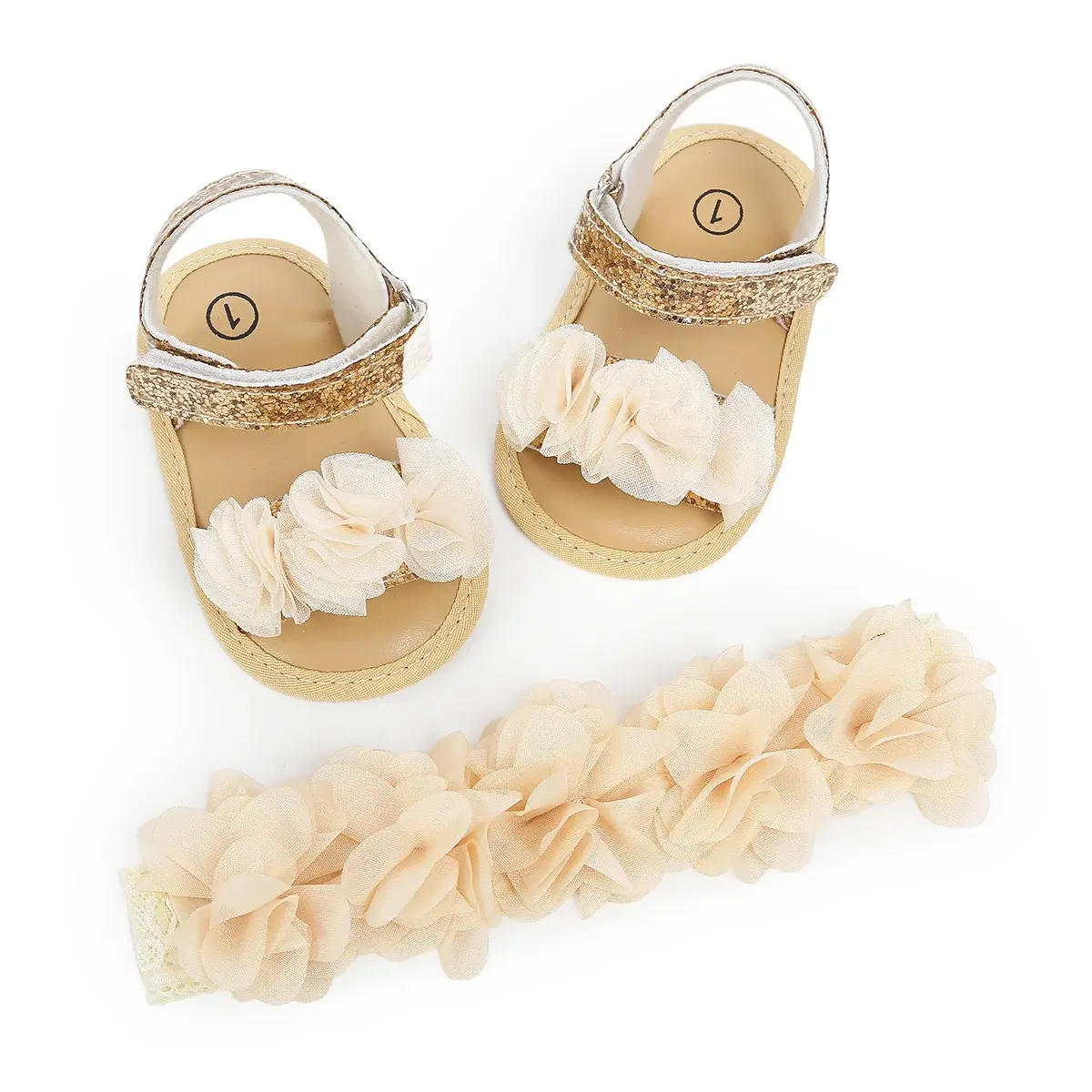 Newborn Baby Girls Shoes Flower Lace Sandals Fashion Infant Toddler Soft-soled Non-slip Shoes First Walker 0-18M