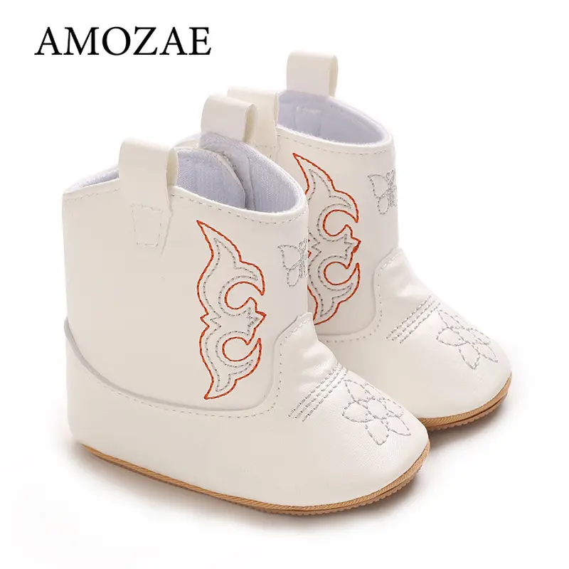 New Baby Shoes Western Denim Midsole Boots Autumn and Winter Warm and Anti Slip Casual Walking Shoes