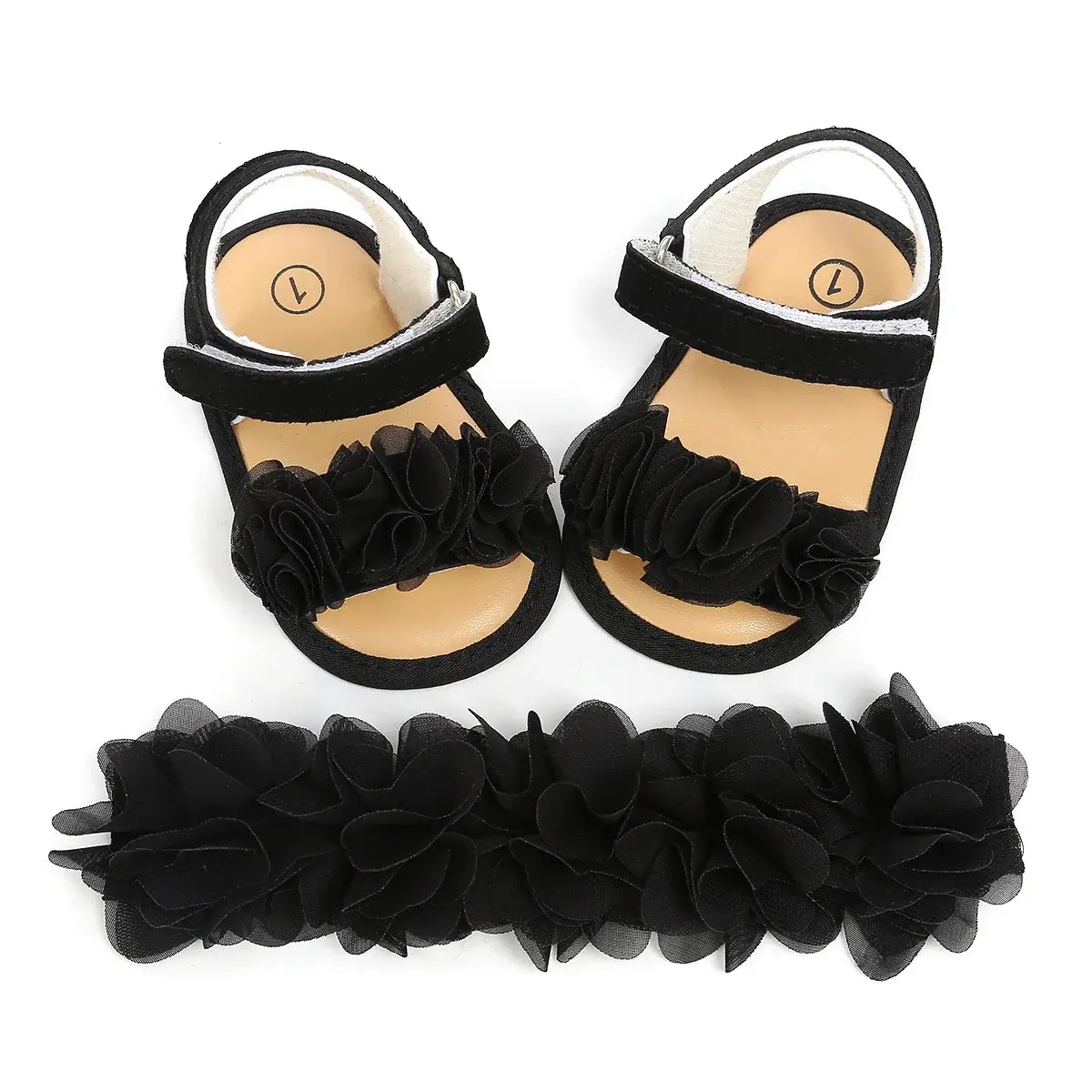 Newborn Baby Girls Shoes Flower Lace Sandals Fashion Infant Toddler Soft-soled Non-slip Shoes First Walker 0-18M