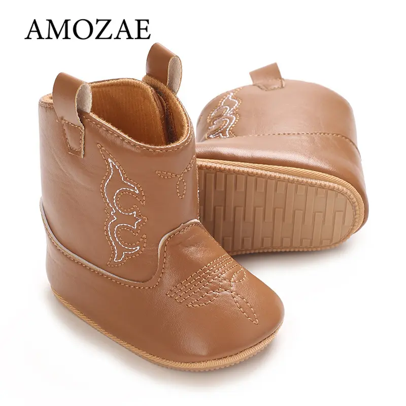 New Baby Shoes Western Denim Midsole Boots Autumn and Winter Warm and Anti Slip Casual Walking Shoes