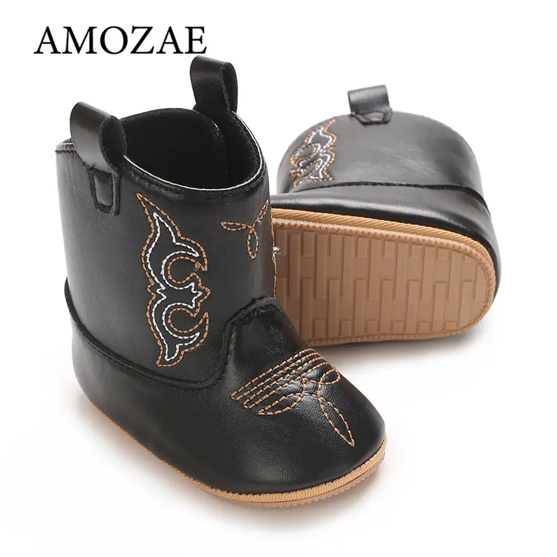 New Baby Shoes Western Denim Midsole Boots Autumn and Winter Warm and Anti Slip Casual Walking Shoes