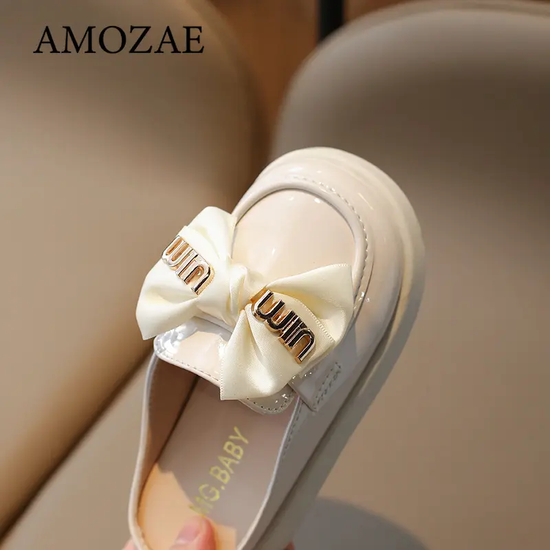 New Girls Slippers Butterfly-knot Kids Thick Flat Bottom Scandals Princess Shoes for Children Casual Leather Shoes Soft Sole