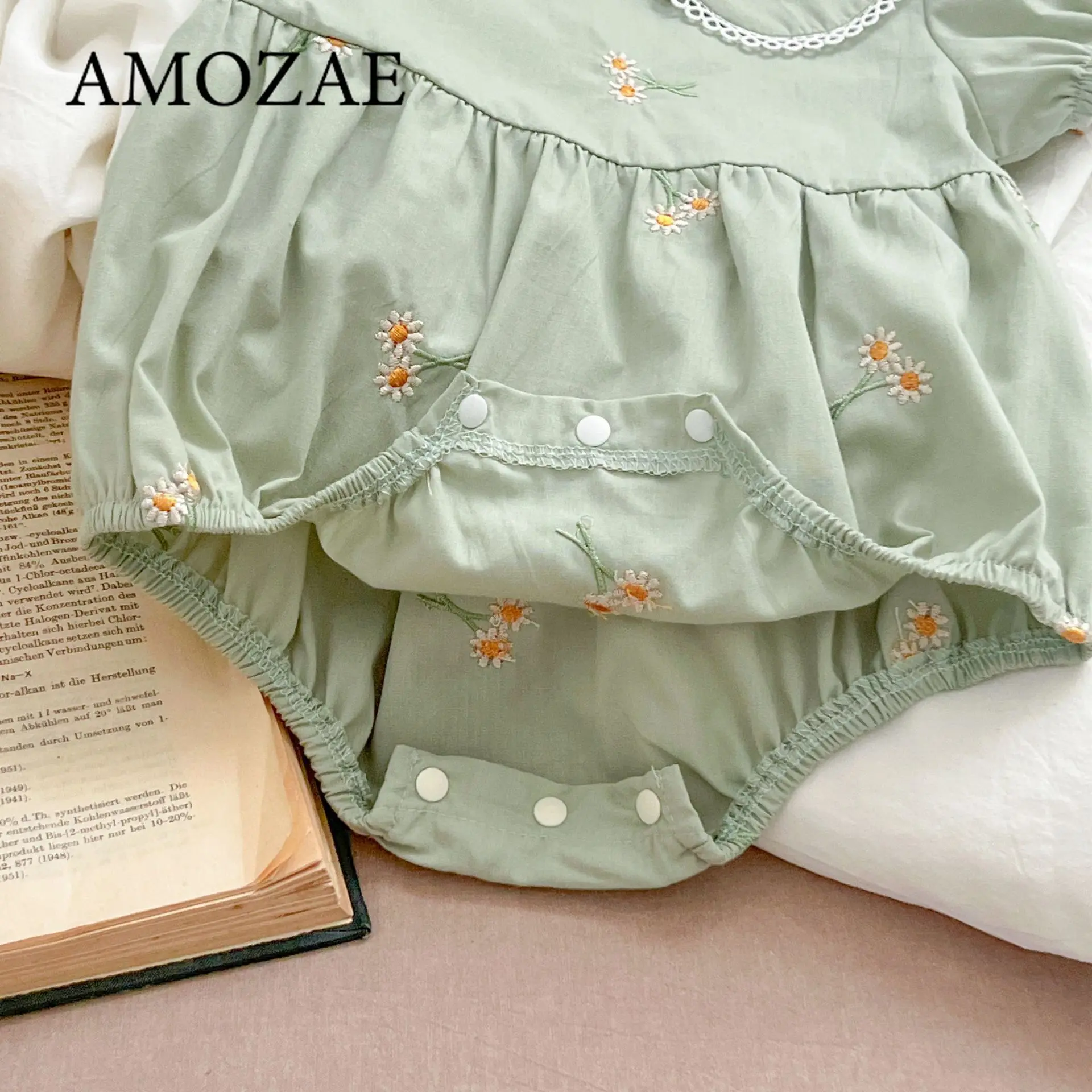 New Summer 0-24M Baby Girl Clothing Newborn Baby Girl Romper Short Sleeved Cotton Embroidery Korean Style Climbing Suit