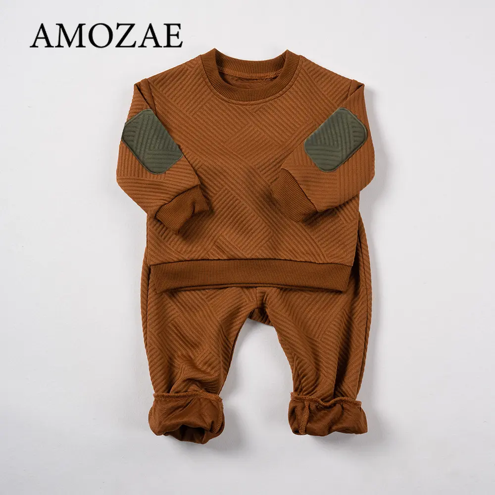 Autumn Winter Baby Toddler Boys Girls 2-Piece Set Solid Color Sweatshirt and Pants Soft Warm Casual Daily Outfit for Newborn