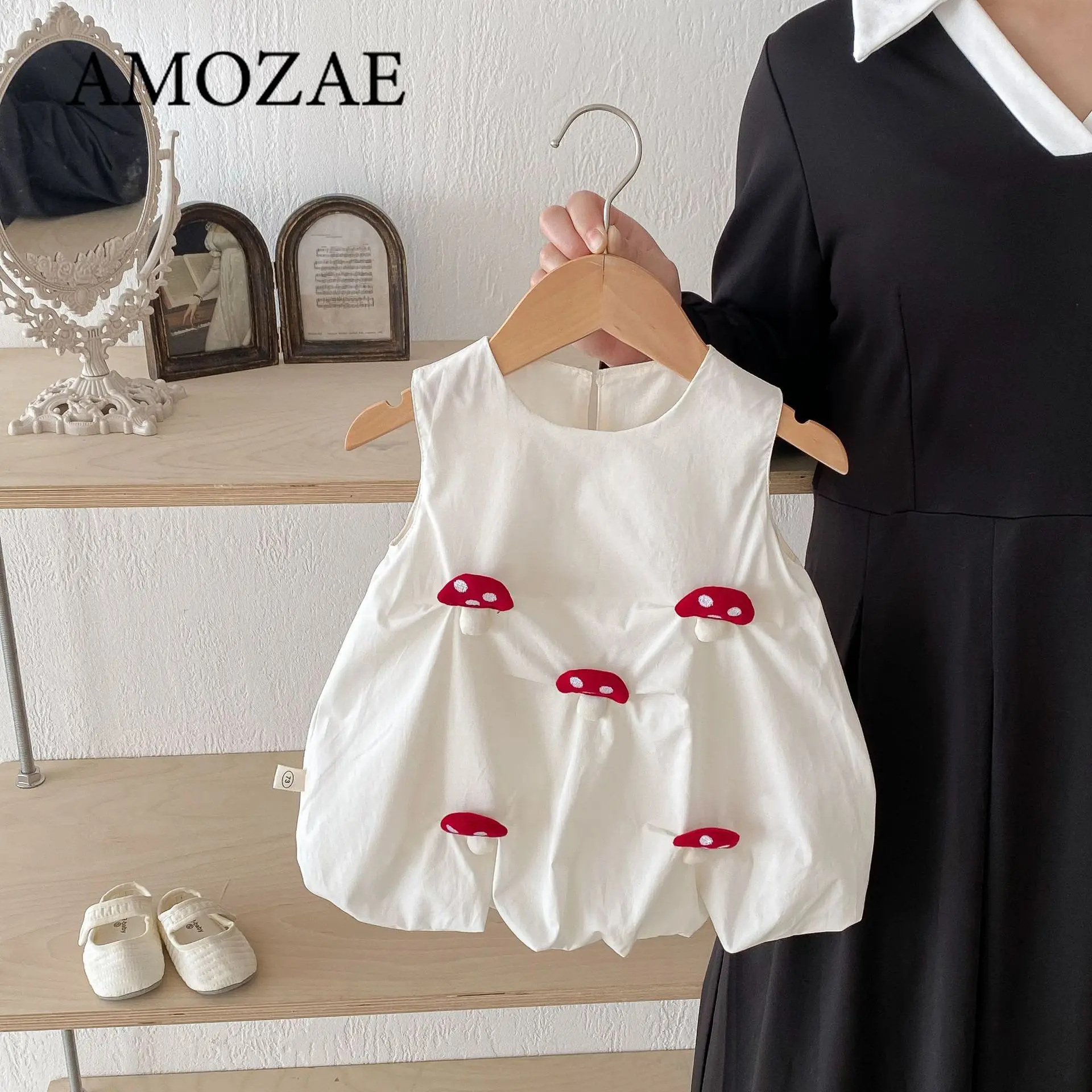 Baby Summer Clothes Kid's Girls Dresses 2-7 Y Cute Duck Mushroom Sleevess Dress Children's Outdoor Tank Top Dress