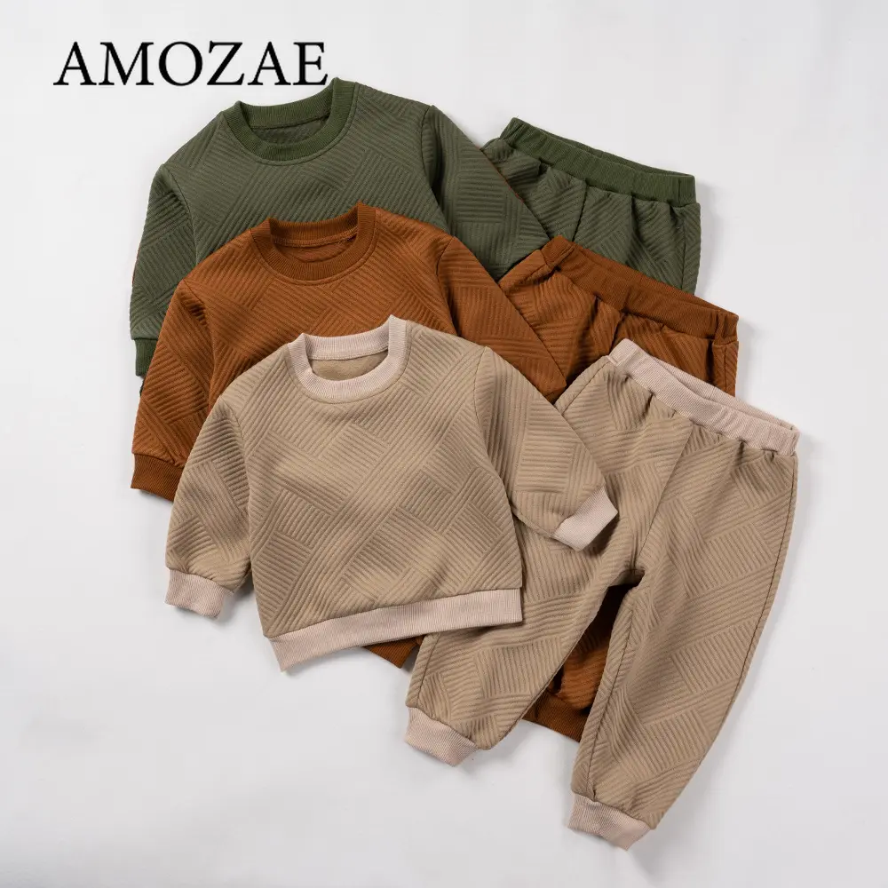 Autumn Winter Baby Toddler Boys Girls 2-Piece Set Solid Color Sweatshirt and Pants Soft Warm Casual Daily Outfit for Newborn