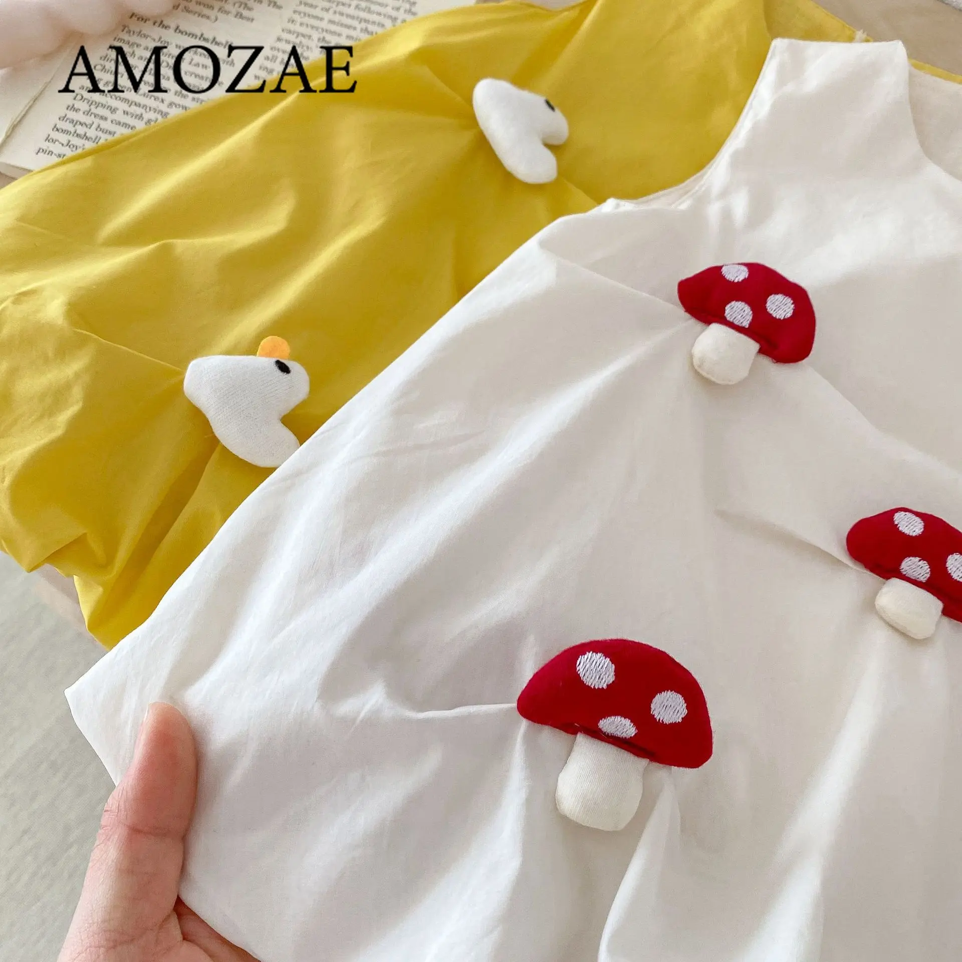 Baby Summer Clothes Kid's Girls Dresses 2-7 Y Cute Duck Mushroom Sleevess Dress Children's Outdoor Tank Top Dress