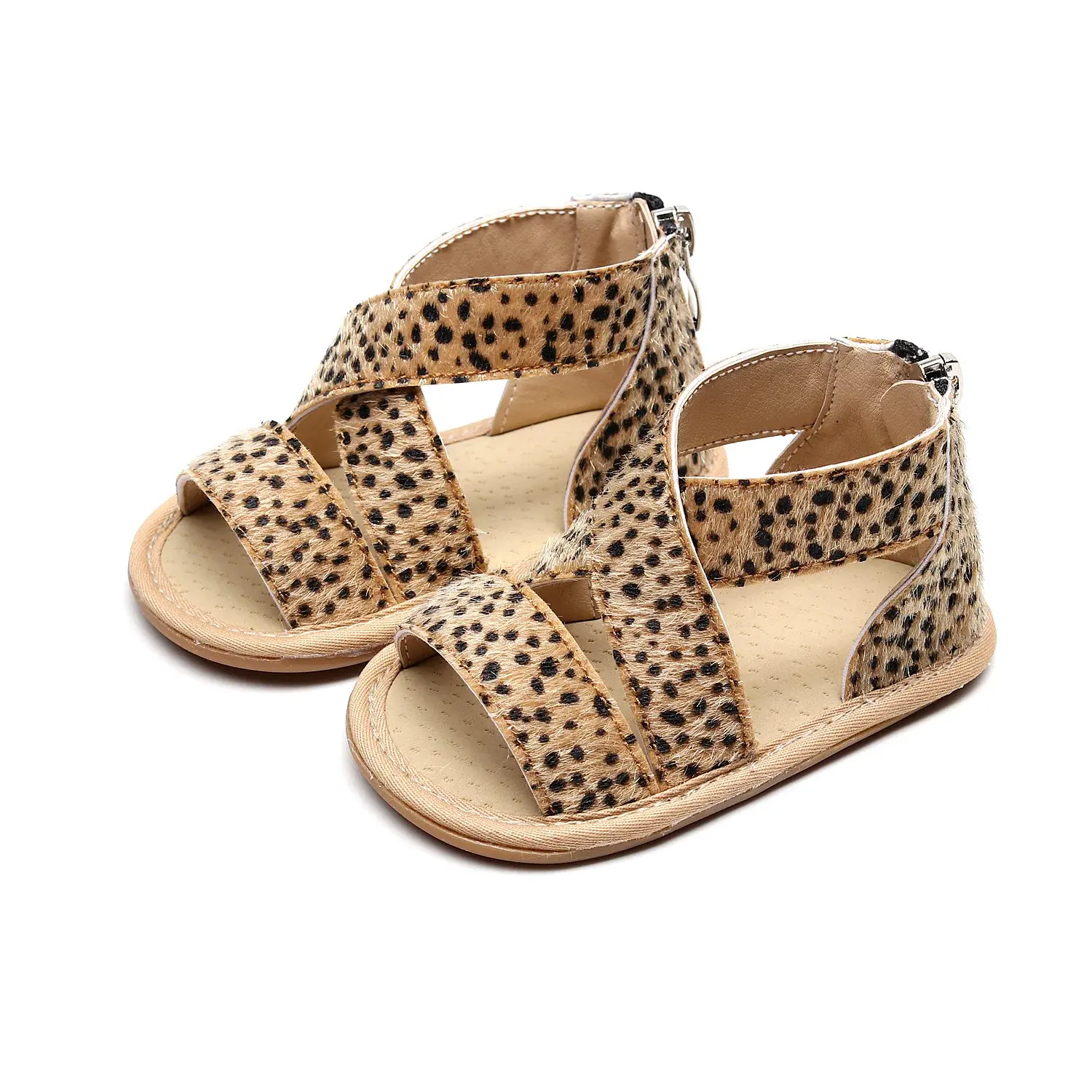 PU Baby Girls Boys Sandals Summer Infant Leopard Style Solid Color Soft Rubber Sole Shoes Toddlers Non-slip Prewalker