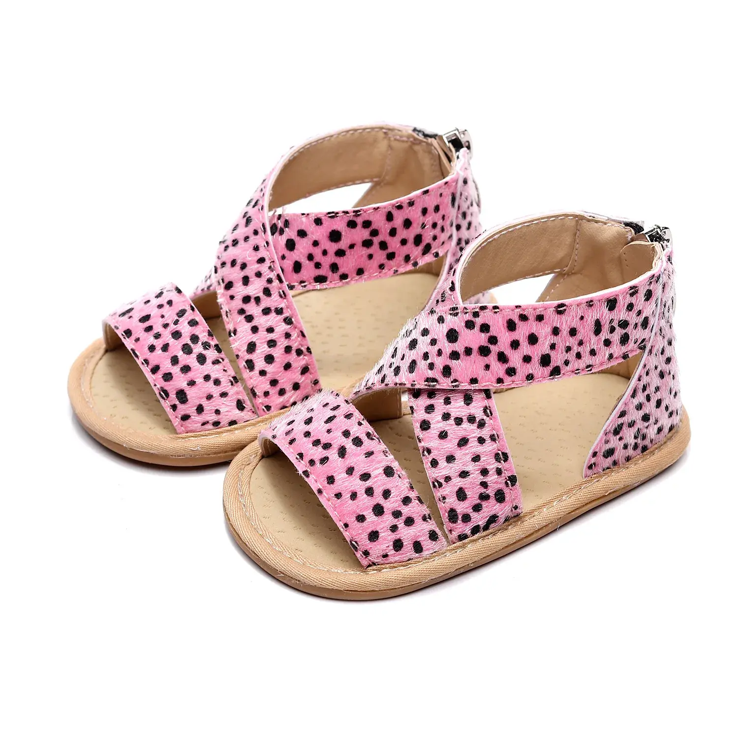 PU Baby Girls Boys Sandals Summer Infant Leopard Style Solid Color Soft Rubber Sole Shoes Toddlers Non-slip Prewalker