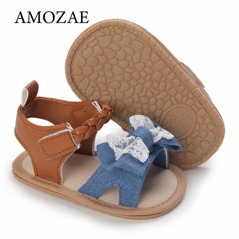 0-18M Baby Cute Open toed Pre school Summer Sandals Blue Princess Casual Soft Rubber Bottom Anti slip Single Shoe