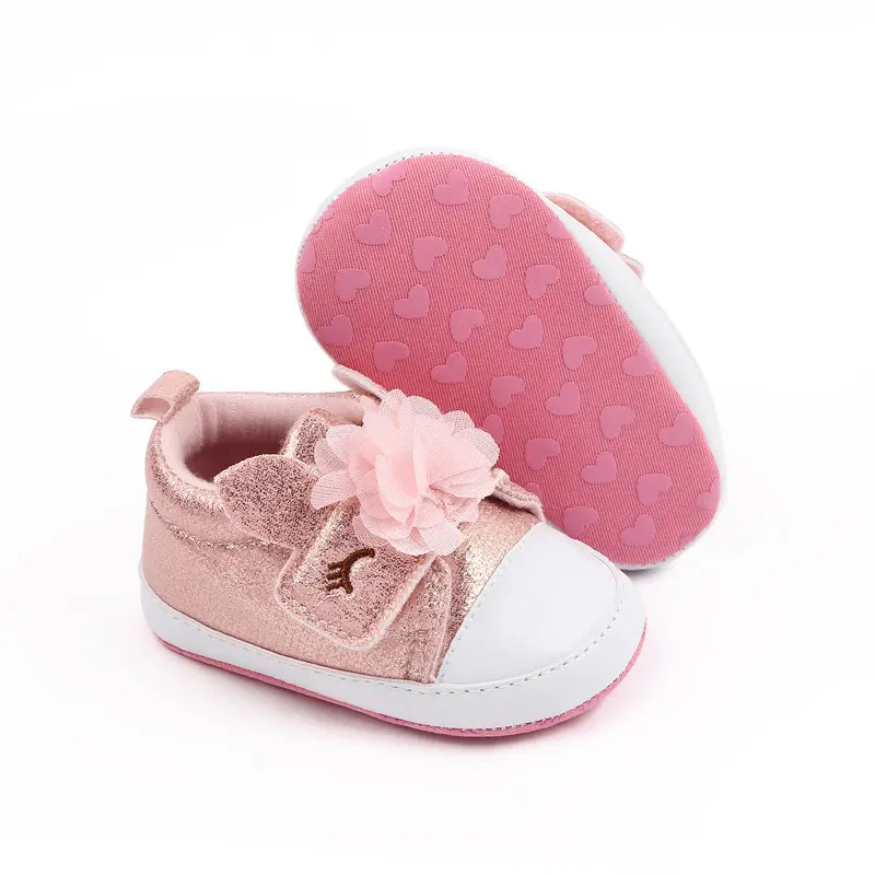 Baby Shoes Newborn Baby Girls Shinny Sneakers Shoes Princess Bow Solid Color Shoes Toddler Infant Non Slip Casual Pre Walker