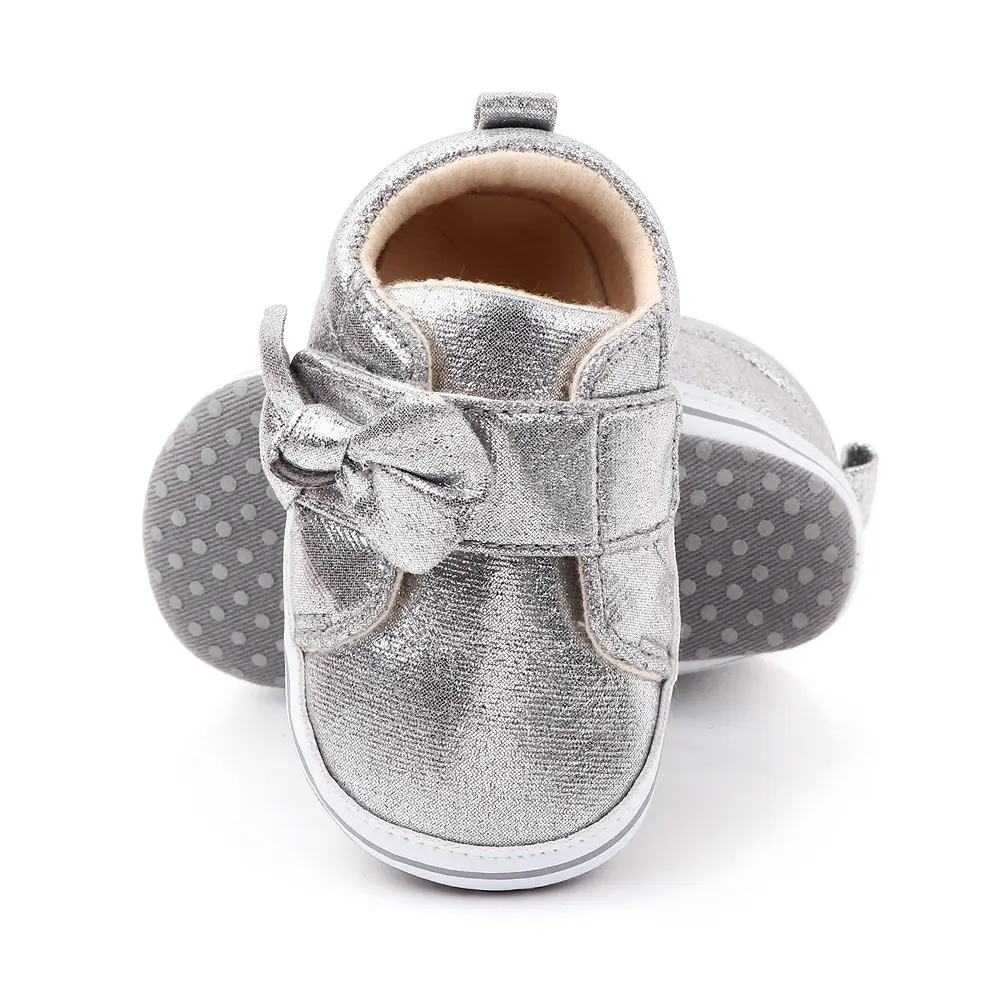 Baby Shoes Newborn Baby Girls Shinny Sneakers Shoes Princess Bow Solid Color Shoes Toddler Infant Non Slip Casual Pre Walker