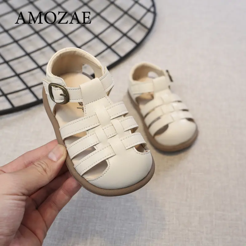 Toddler Sandals 2025 Summer Baby Beach Shoes Newborn First Walkers Infant Sandals Baby Boy Girl Sport Close-toed Sandals