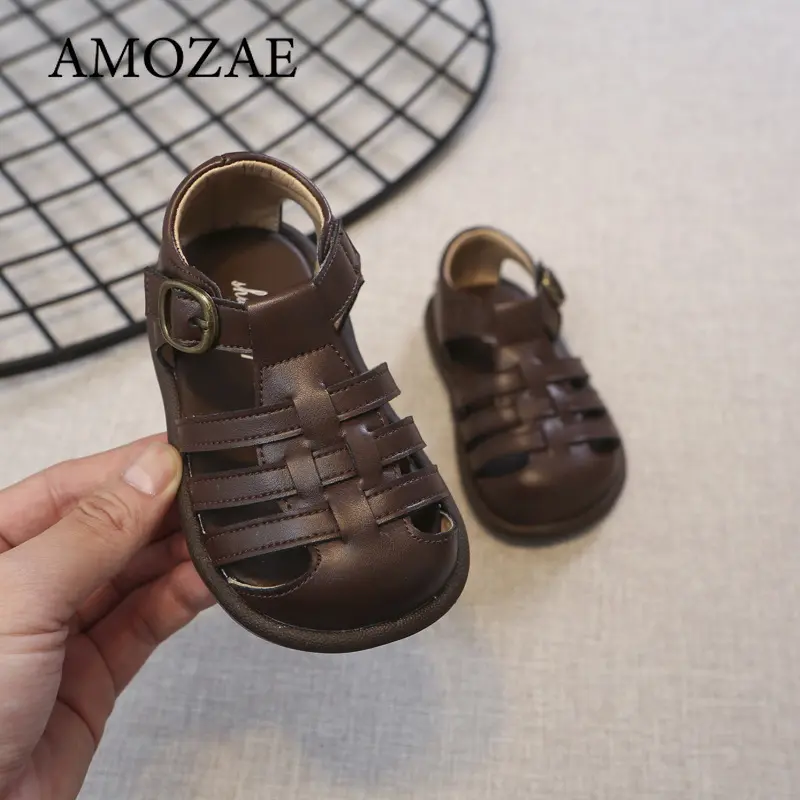 Toddler Sandals 2025 Summer Baby Beach Shoes Newborn First Walkers Infant Sandals Baby Boy Girl Sport Close-toed Sandals