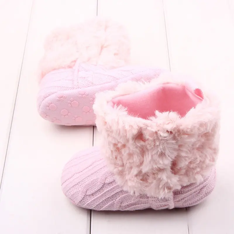 Plush Warm Kids Snow Boots Baby Girl Shoes Cotton Shoes First Walkers Non-slip Infant Boot Girls Toddler Shoes 13-18Months
