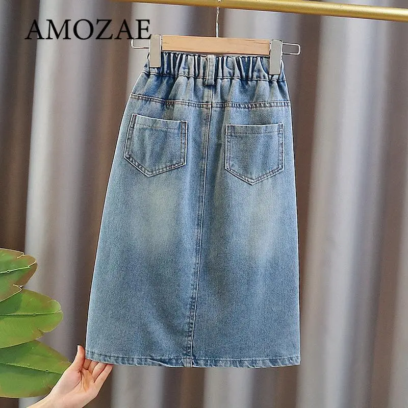 Summer Girls Denim Skirt Kids Cotton Pockets Denim Short Skirts Fashion Casual Comfortable Cute Baby Children Clothing
