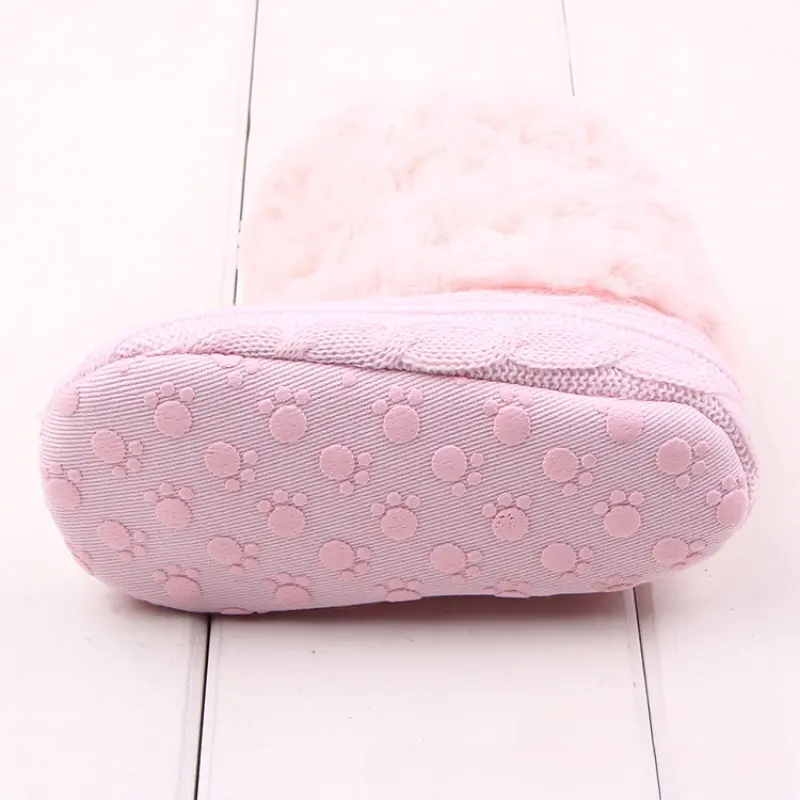 Plush Warm Kids Snow Boots Baby Girl Shoes Cotton Shoes First Walkers Non-slip Infant Boot Girls Toddler Shoes 13-18Months
