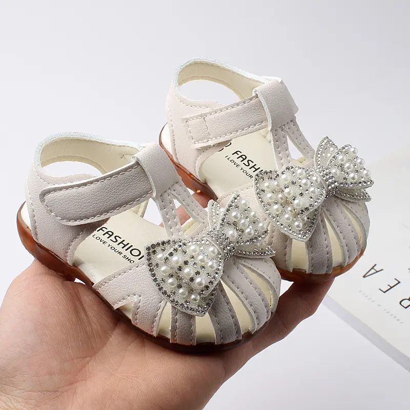 Summer Girls Sandals Children Fashion Rhinestone Bow Girls Princess Shoes Baby Girl Shoes Flat Heel Sandals