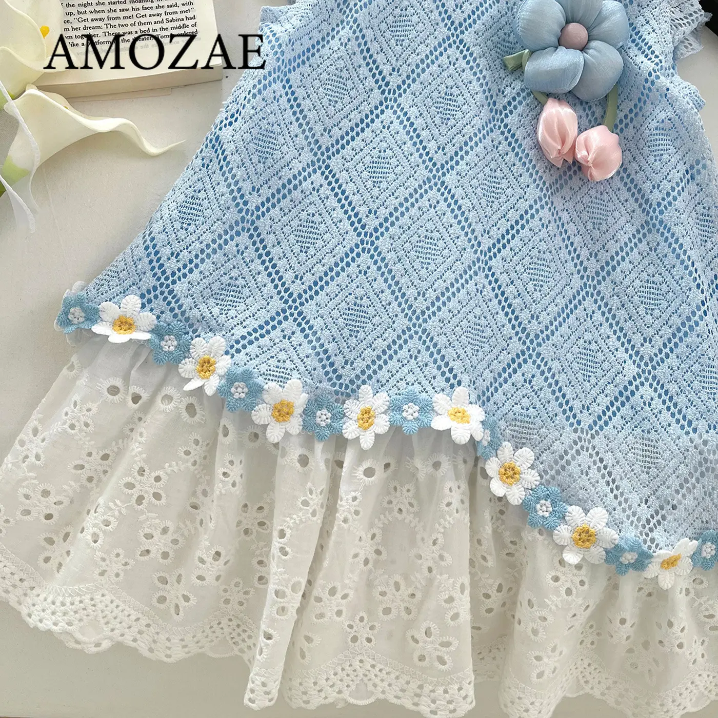 Children Girls' Sleeveless Dress Summer New Girls' Applique Patchwork Cake Dress Girl Clothes Dresses