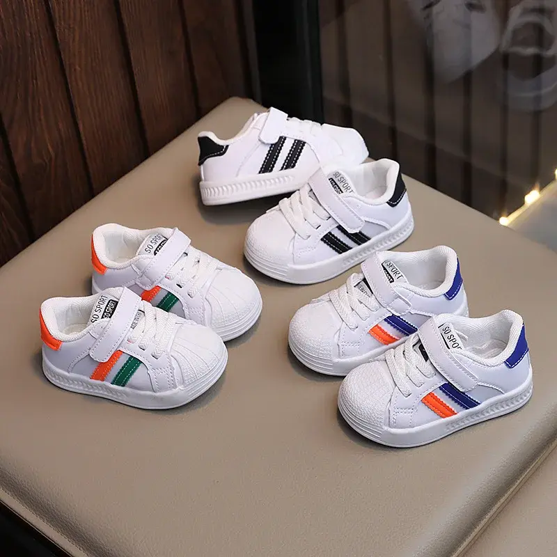 Children's Sneakers Kids Fashion Design White Non-slip Casual Shoes Boys Girls Hook Breathable Sneakers Toddler Outdoor Shoes