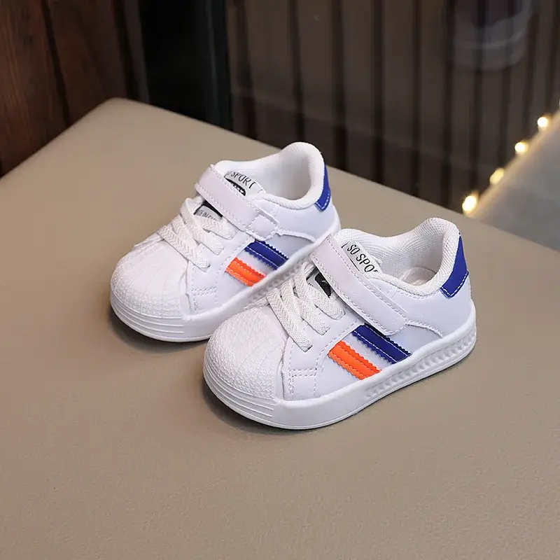 Children's Sneakers Kids Fashion Design White Non-slip Casual Shoes Boys Girls Hook Breathable Sneakers Toddler Outdoor Shoes