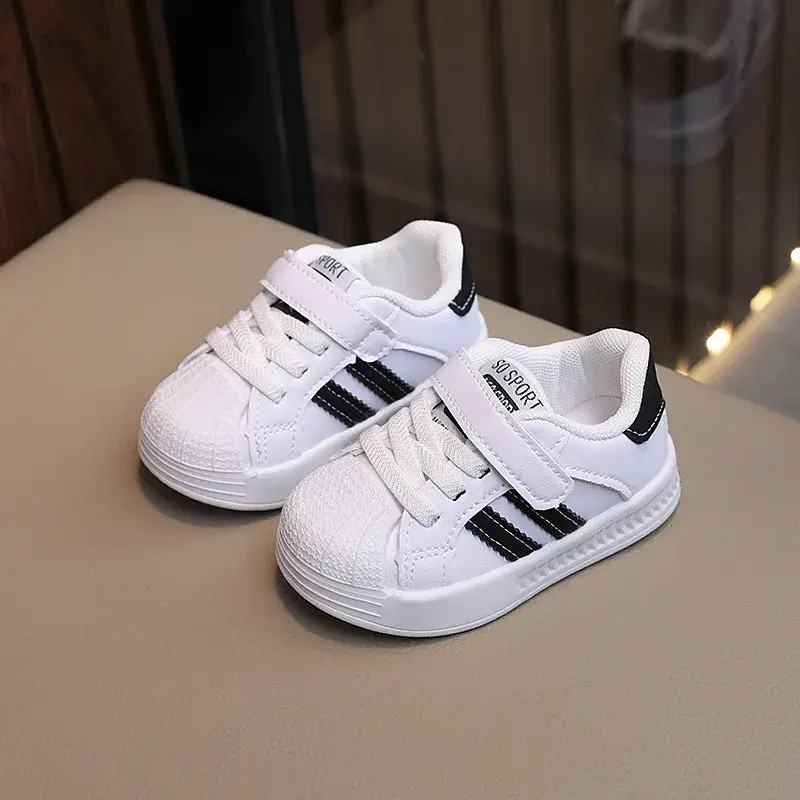 Children's Sneakers Kids Fashion Design White Non-slip Casual Shoes Boys Girls Hook Breathable Sneakers Toddler Outdoor Shoes