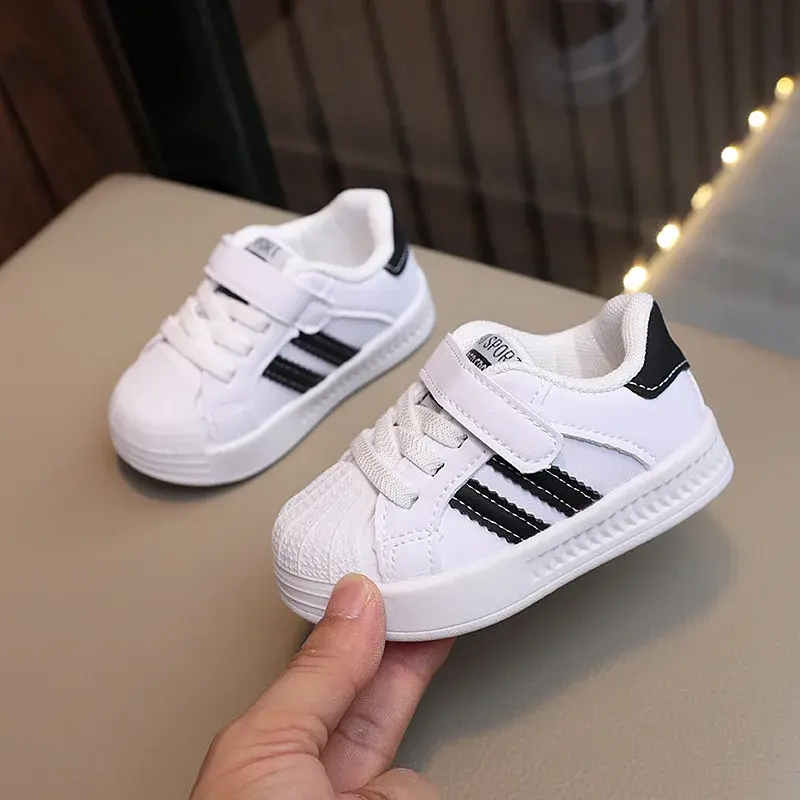 Children's Sneakers Kids Fashion Design White Non-slip Casual Shoes Boys Girls Hook Breathable Sneakers Toddler Outdoor Shoes