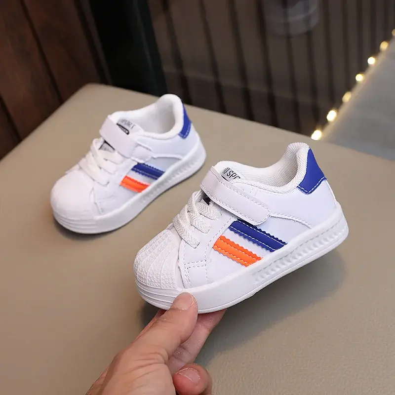 Children's Sneakers Kids Fashion Design White Non-slip Casual Shoes Boys Girls Hook Breathable Sneakers Toddler Outdoor Shoes