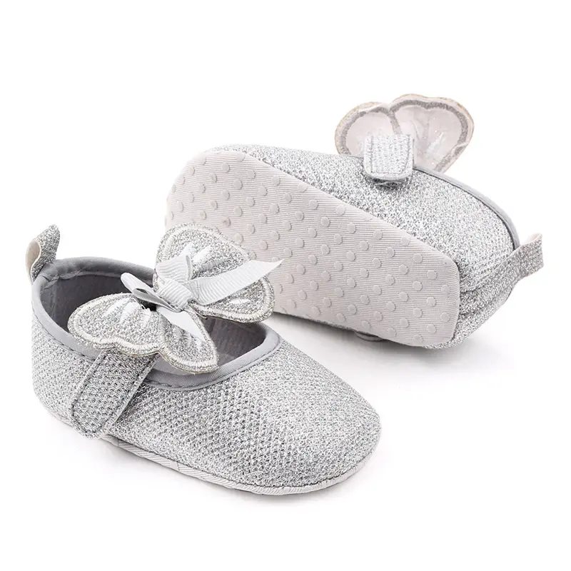 Baby Girl Shining Princess Shoes Spring Cute butterfly Pattern First Walker Anti-Slip Crib Shoes Infant Toddler