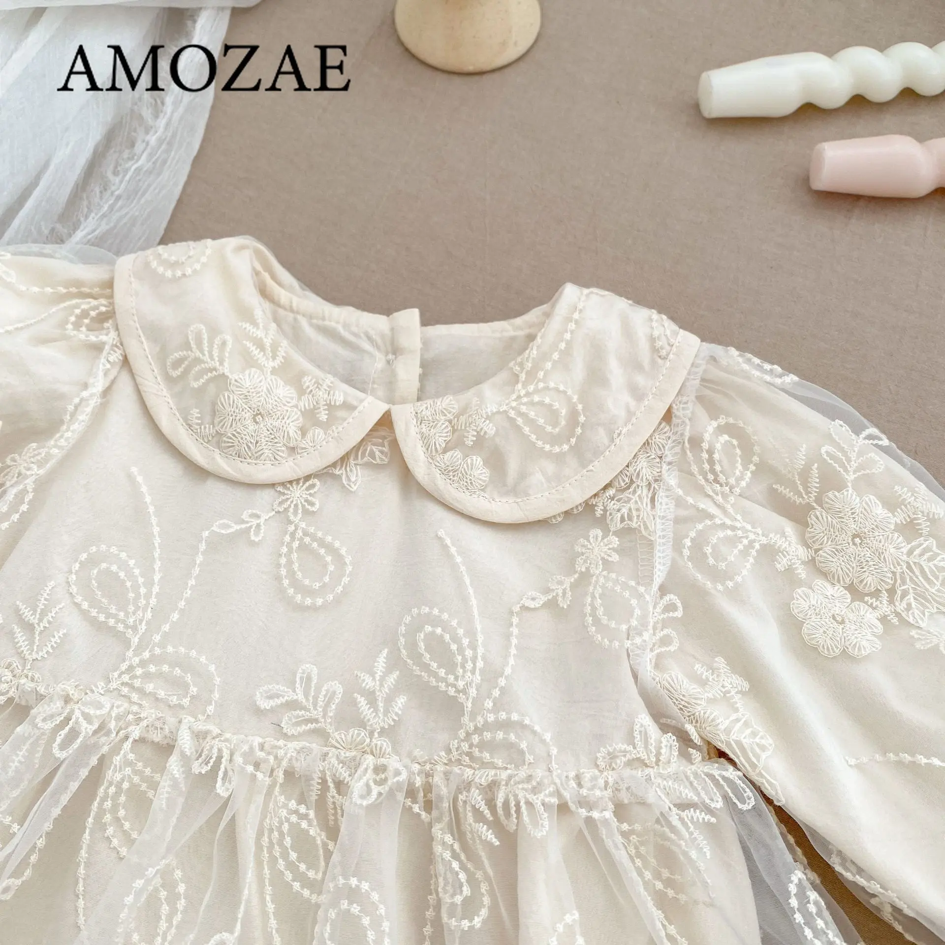 New Autumn 0-24M Children Clothes Newborn Baby Girls Long Sleeved Cotton Bodysuits+Lace Dress Korean Style Climbing Suit