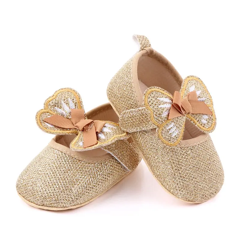 Baby Girl Shining Princess Shoes Spring Cute butterfly Pattern First Walker Anti-Slip Crib Shoes Infant Toddler