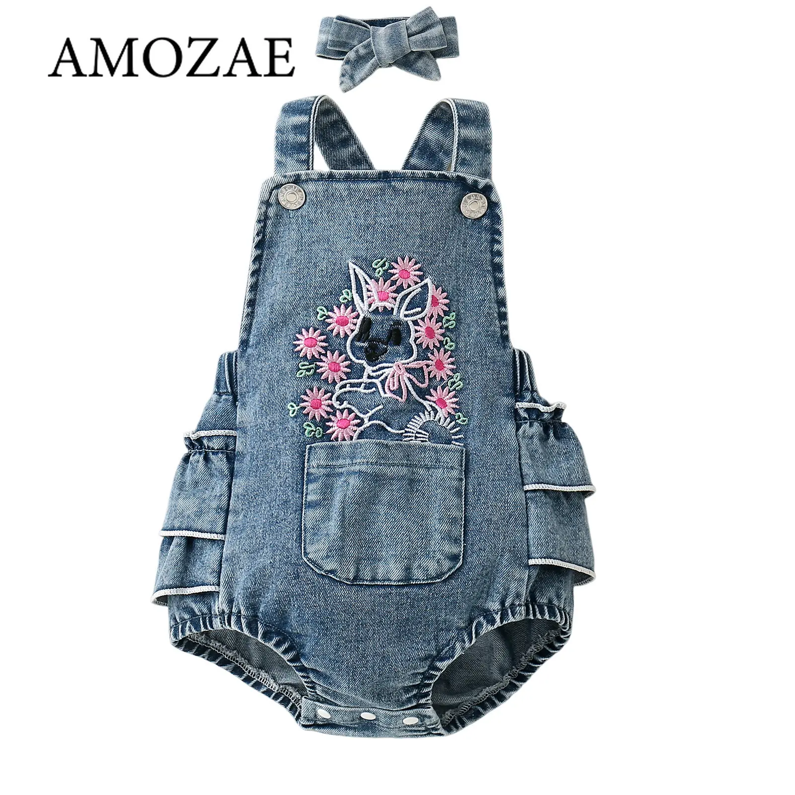 0-18M Newborn Infant Baby Girl Romper Summer Outfits Ruffle Sleeveless Floral Jumpsuit Headband Outfits