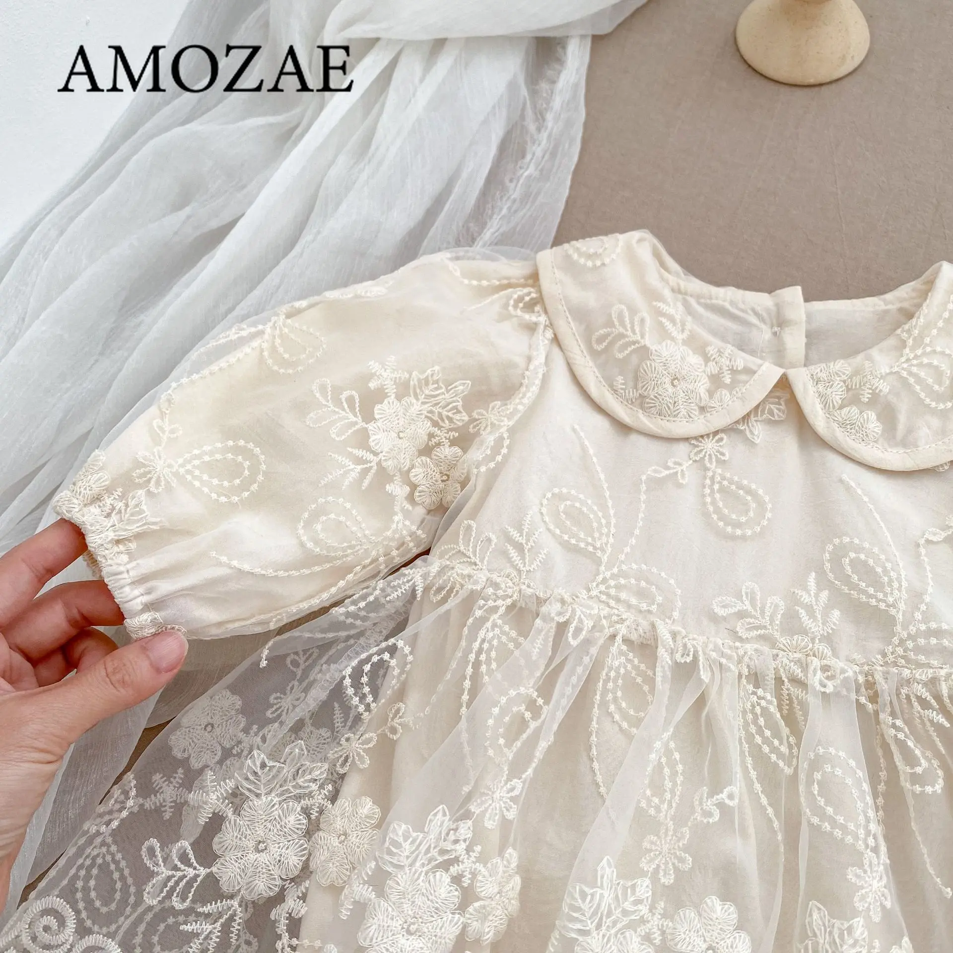 New Autumn 0-24M Children Clothes Newborn Baby Girls Long Sleeved Cotton Bodysuits+Lace Dress Korean Style Climbing Suit