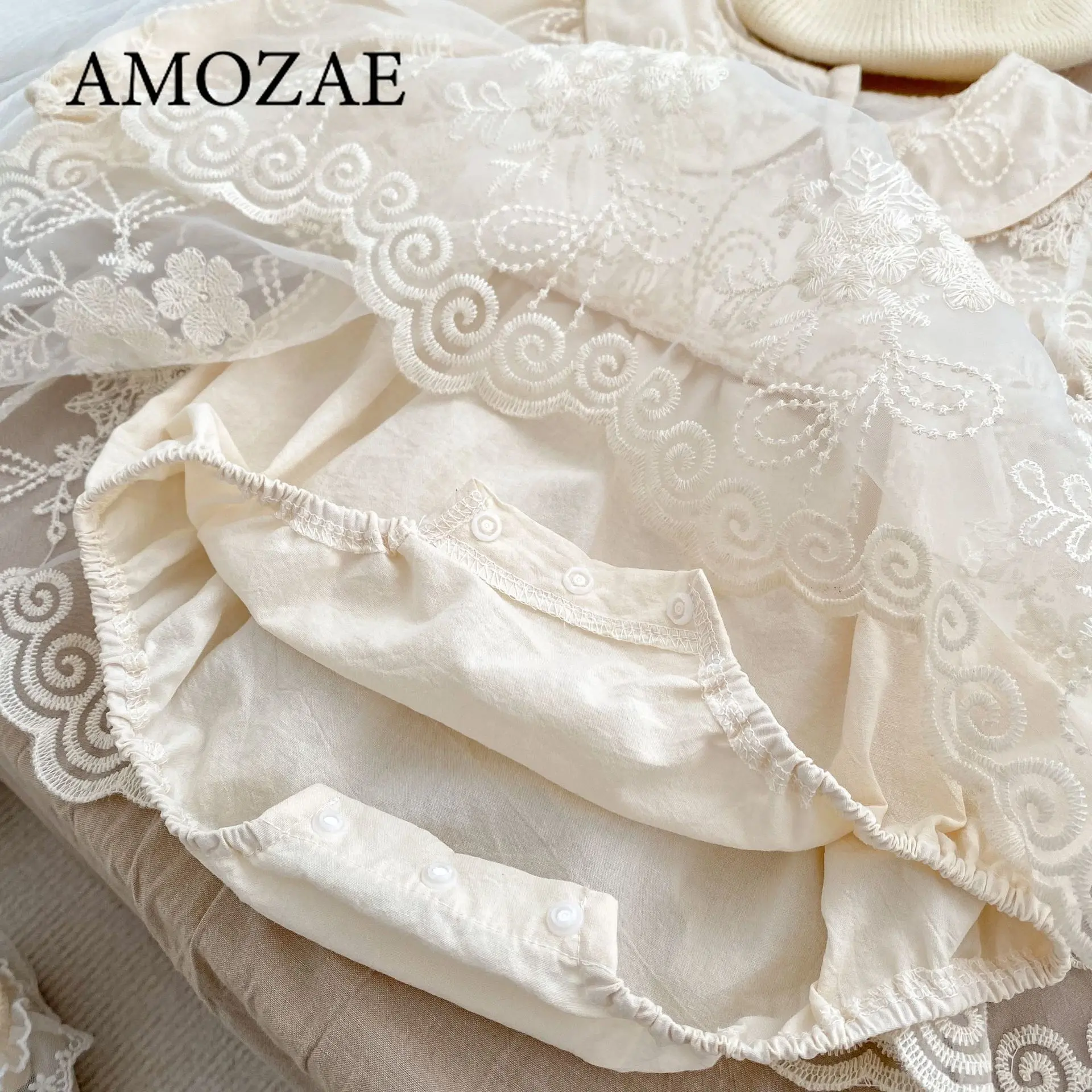 New Autumn 0-24M Children Clothes Newborn Baby Girls Long Sleeved Cotton Bodysuits+Lace Dress Korean Style Climbing Suit