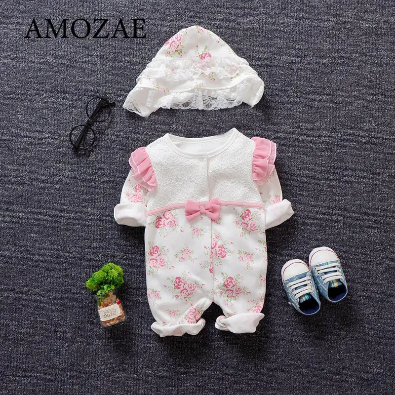 2PCS Newborn Baby Girl Clothes Romper Cotton Long Sleeves Fall Baby Costume Newborn Baby Jumpsuit Princess Style Toddler