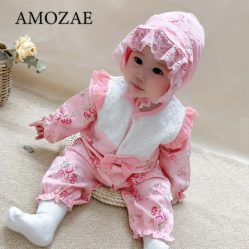 2PCS Newborn Baby Girl Clothes Romper Cotton Long Sleeves Fall Baby Costume Newborn Baby Jumpsuit Princess Style Toddler