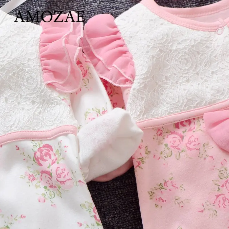 2PCS Newborn Baby Girl Clothes Romper Cotton Long Sleeves Fall Baby Costume Newborn Baby Jumpsuit Princess Style Toddler