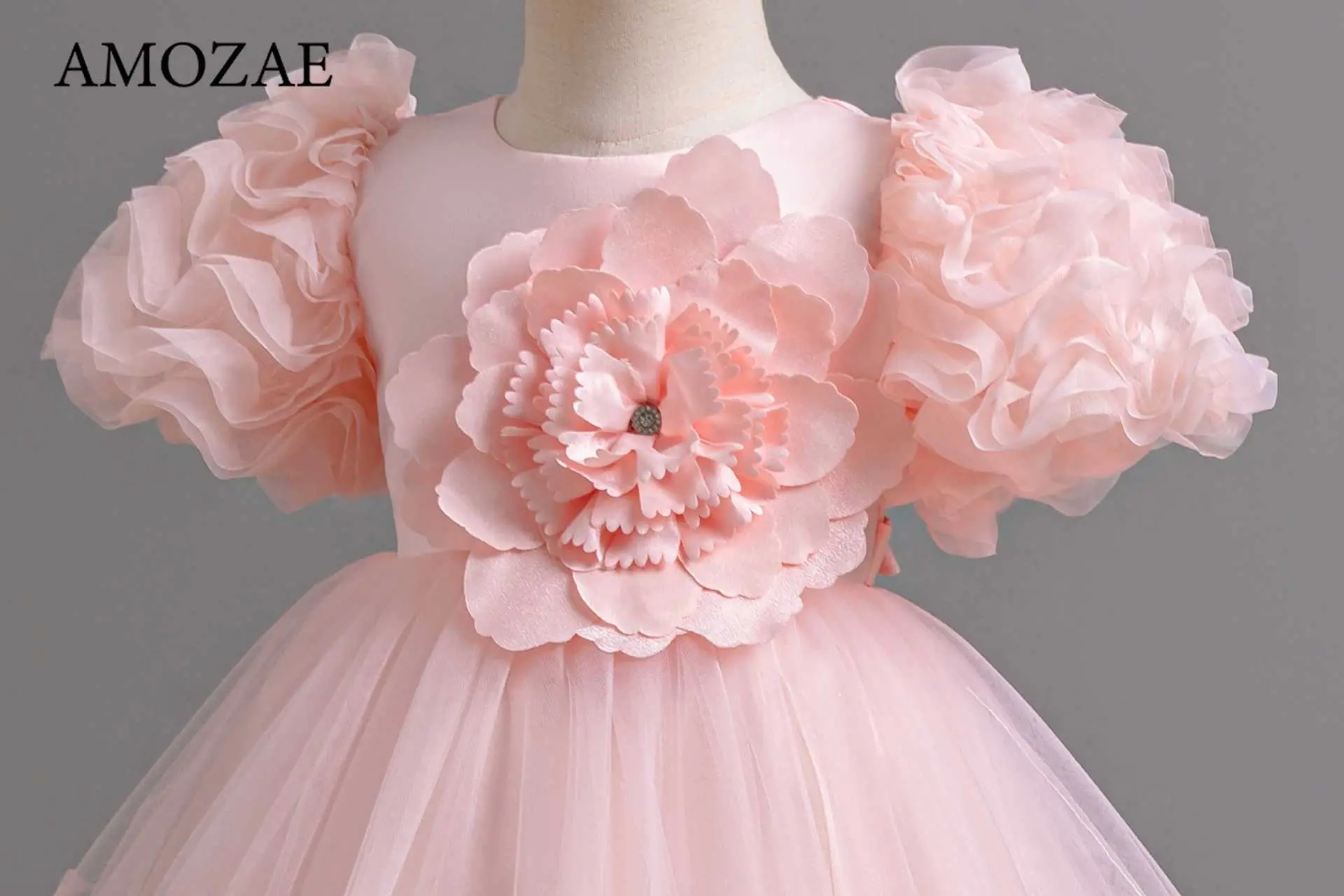 Children Girls Party Dress 3D Bow Princess Puff Sleeve Child Christmas Ball Gown for Wedding Birthday Baby Frocks 1-6 Years